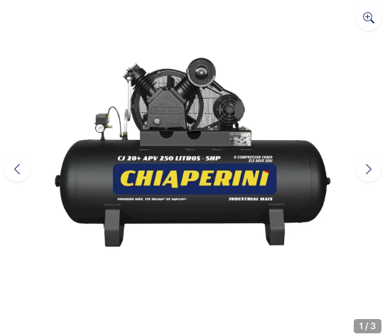 Compressor de ar alta pressão 20 pcm 250 litros - Chiaperini CJ 20+ APV 250L
