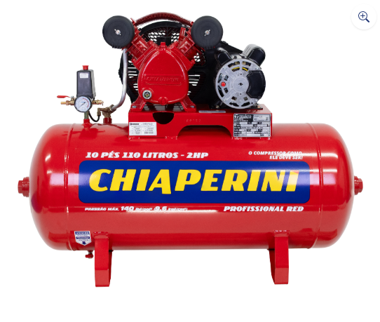 Compressor de ar média pressão 10 pcm 110 litros - Chiaperini 10/110 RED
