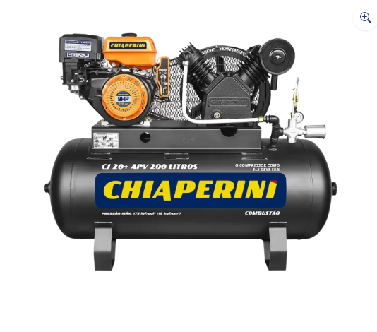 Compressor de ar alta pressão a combustão 20 pcm 200 litros - Chiaperini CJ 20+ APV 200L 9HP Gasolina